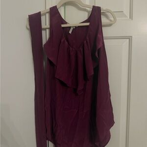 BCBGeneration Deep Purple Ruffle Blouse